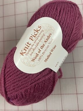 Knit Picks Wool of the Andes Yarn Peruvian Wool Worsted Mulled Wine burgundy 50g